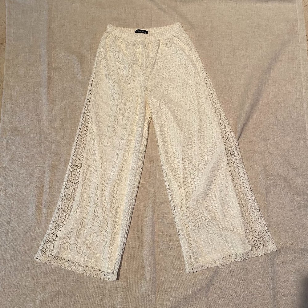 Slinky Brand Wide Leg Embroidered Pants